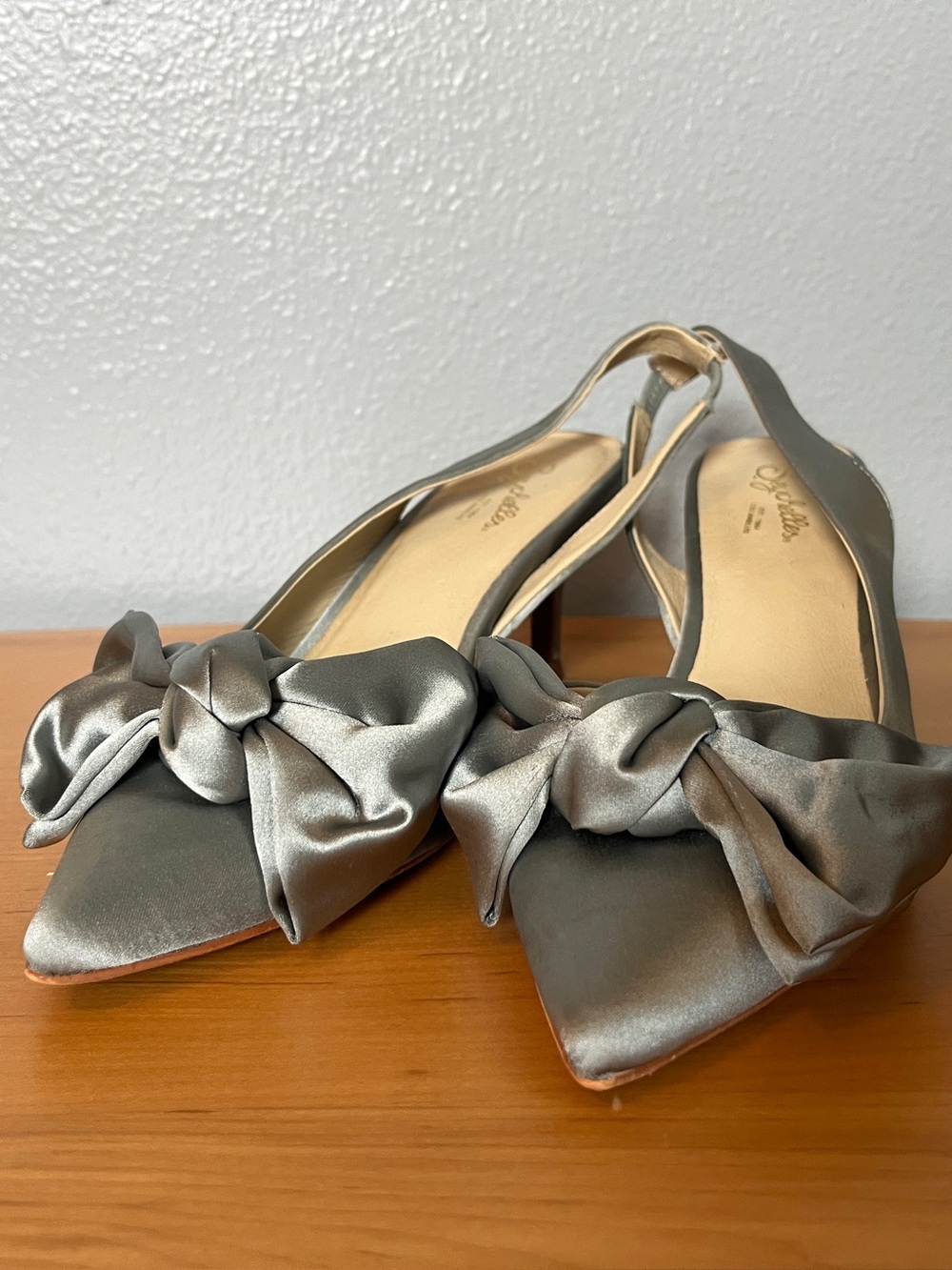 Seychelles Satin Bow Pointed Slingback Flats - Blue